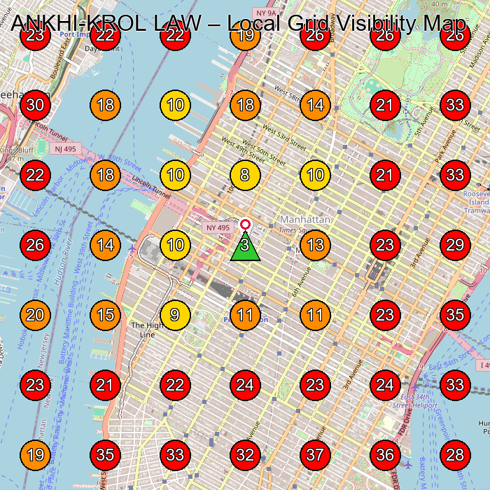 ANKHI-KROL LAW GeoGrid visibility map for Law Firm in New York